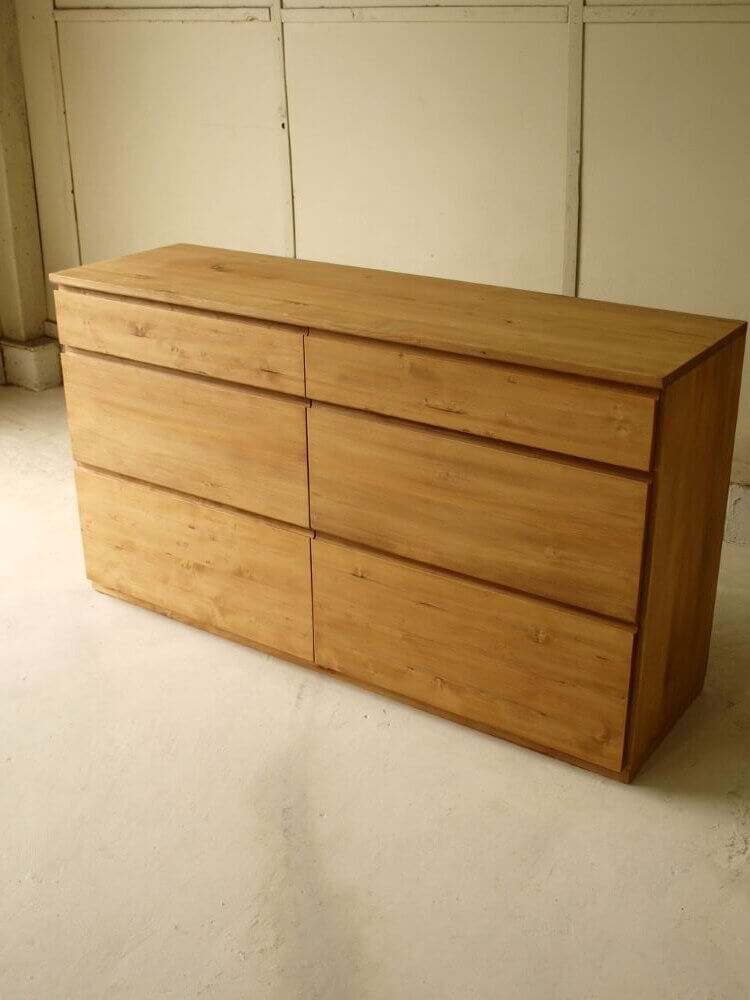 画像 チェストキッチンボードロータイプ引き出し無垢材