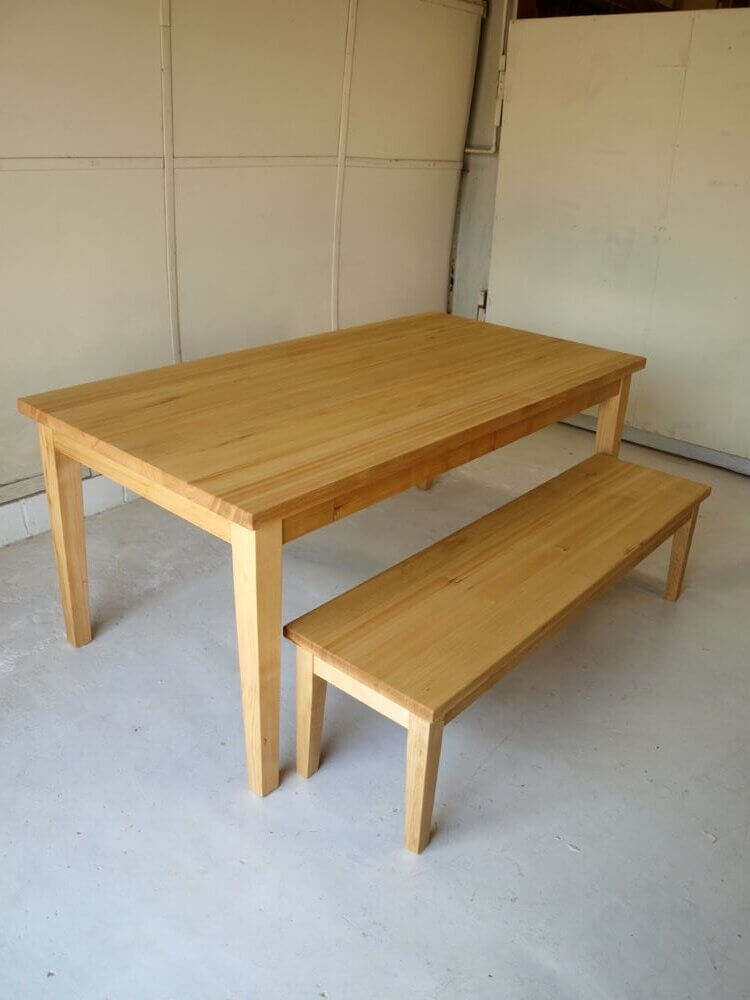 画像 ダイニングベンチ無垢材脚テーパード横150cm
