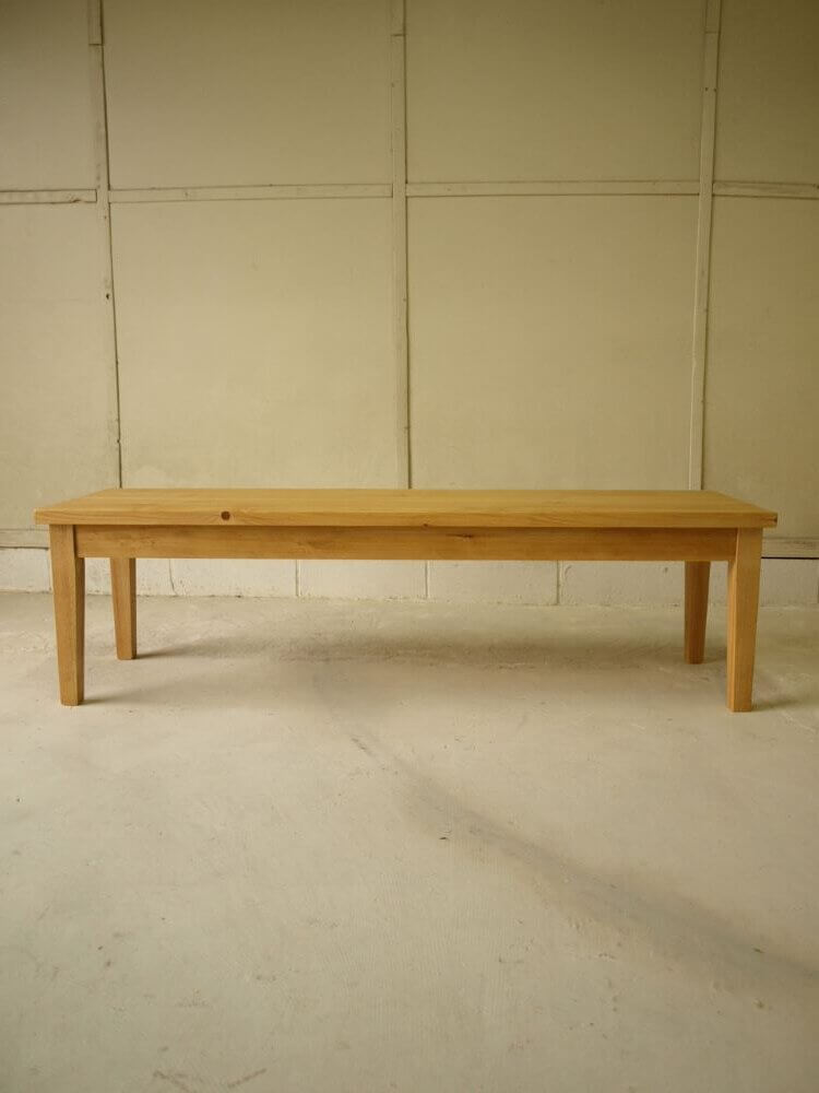 画像 ダイニングベンチ無垢材脚テーパード横150cm