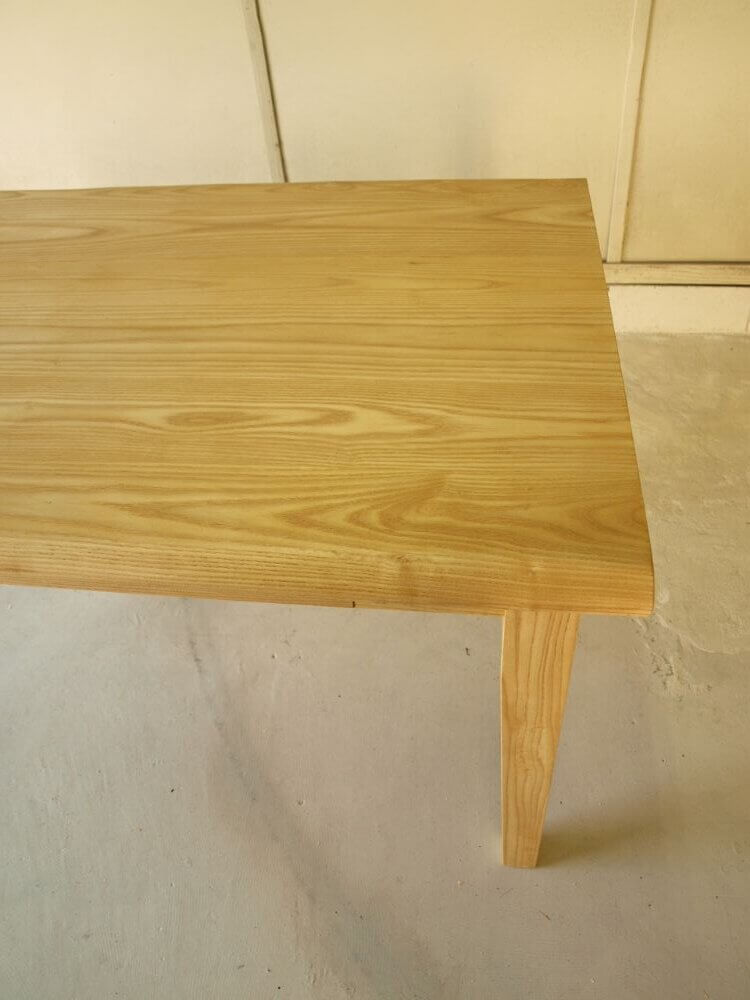 ダイニングテーブル引き出し付き無垢材ホワイトアッシュ