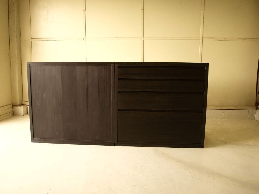 サイドボードキッチンボード無垢材艶消し黒ブラック