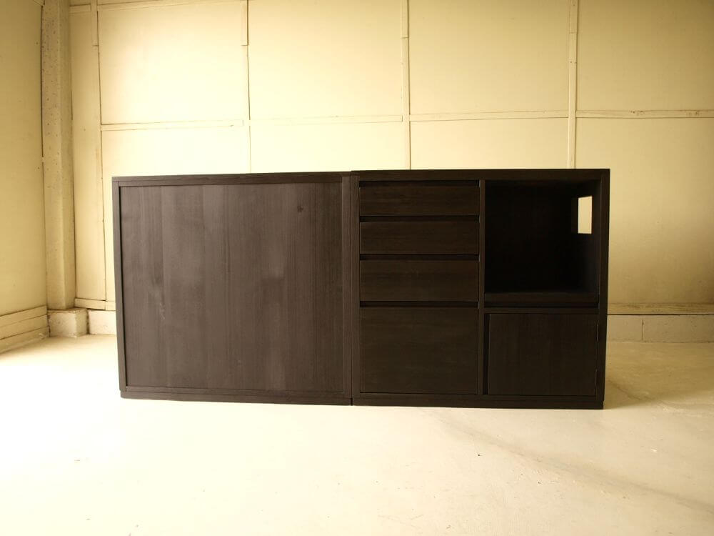 サイドボードキッチンボード無垢材艶消し黒ブラック