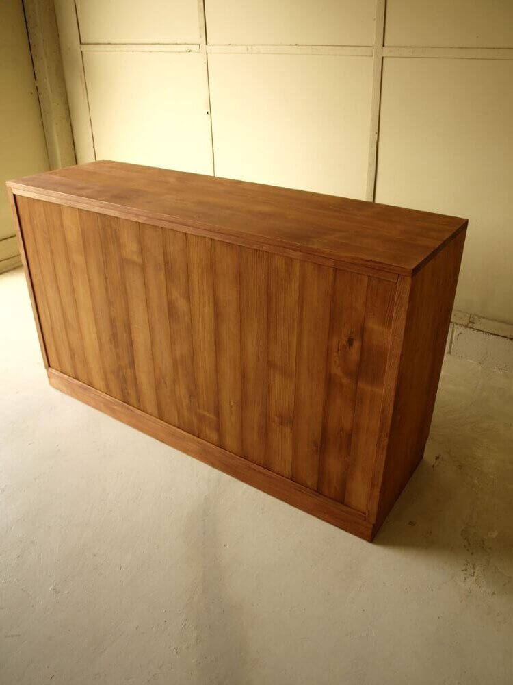 サイドボードキッチンボード食器棚低いロータイプ引き戸アイアン取っ手