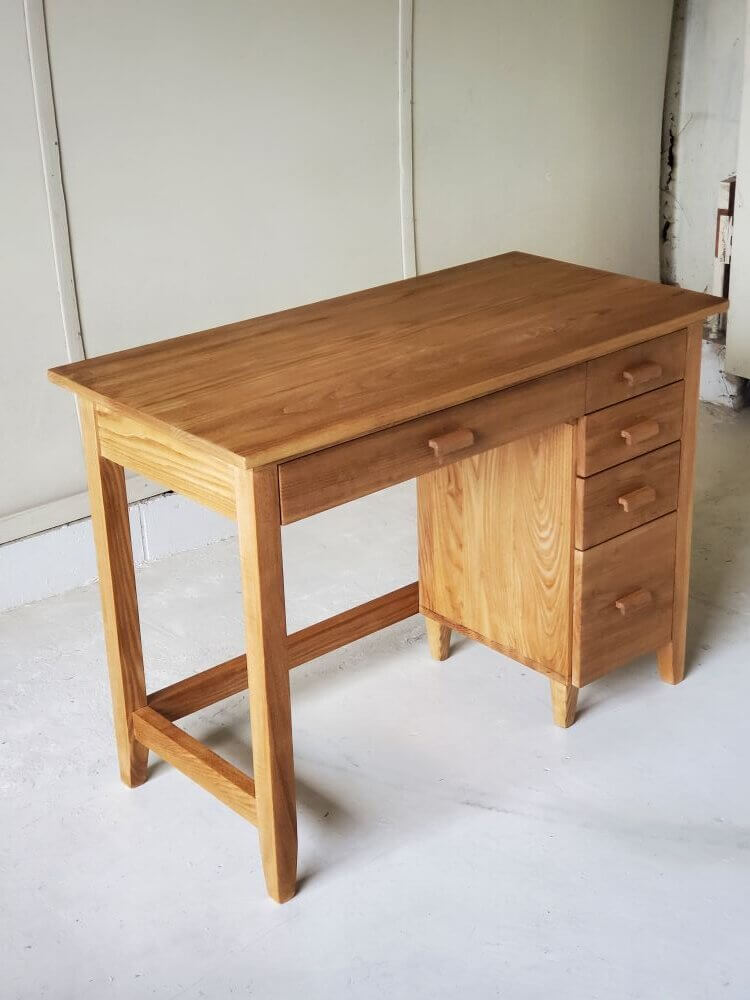 画像 ワークデスク 勉強机 PC台 無垢家具 レトロ