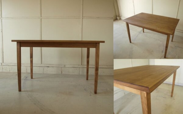 ダイニングテーブル無垢材120ｃｍ天板薄い脚細い