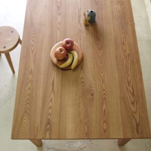 ダイニングテーブル034 160×72×90 脚先細4～6人無垢モミの木-ホワイト