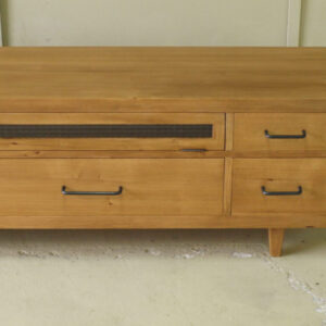 テレビボード013W190L 190×45×40 アイアン取手ガラス扉無垢モミの木