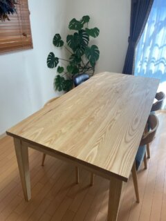 ダイニングテーブル無垢材脚テーパード引き出し付