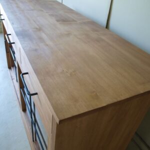 対面キッチン仕様】無垢キッチンカウンター横幅125cm｜ガラス引き戸と