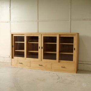 サイドボード014 170×90×40 無垢食器棚キッチンカップボード真鍮取手