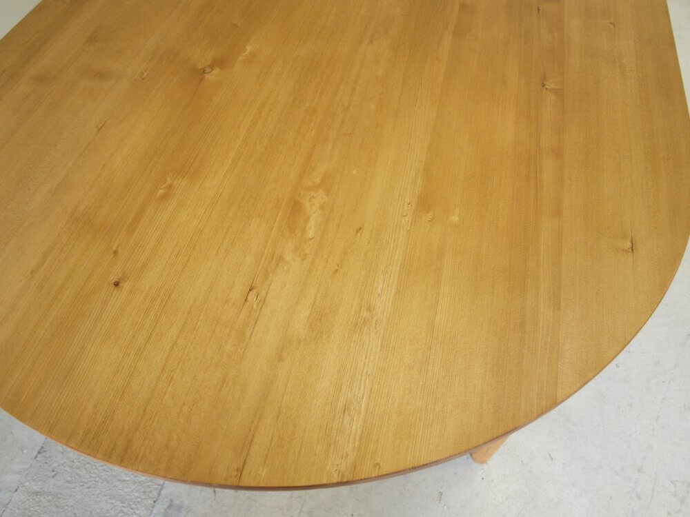 楕円テーブル無垢横200ｃｍ奥行100ｃｍ丸脚