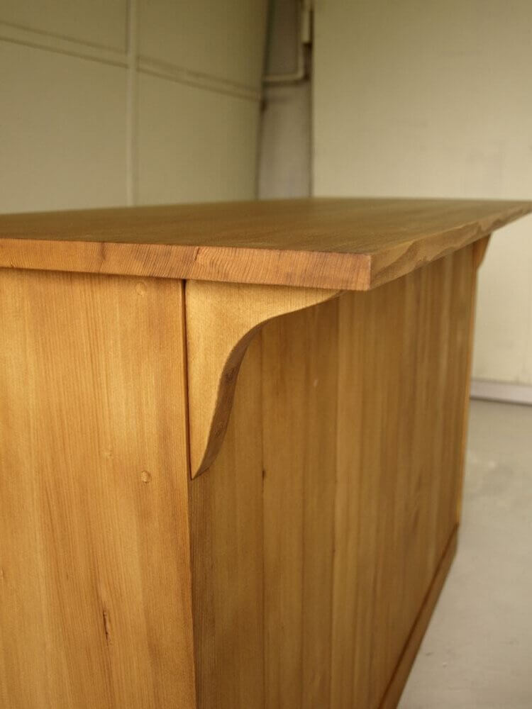 キッチンカウンター横125ｃｍテーブル無垢材アイアン取っ手