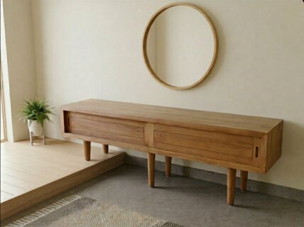 玄関用棚おしゃれなディスプレイ棚脚タイプ脚段差違い無垢材モミの木