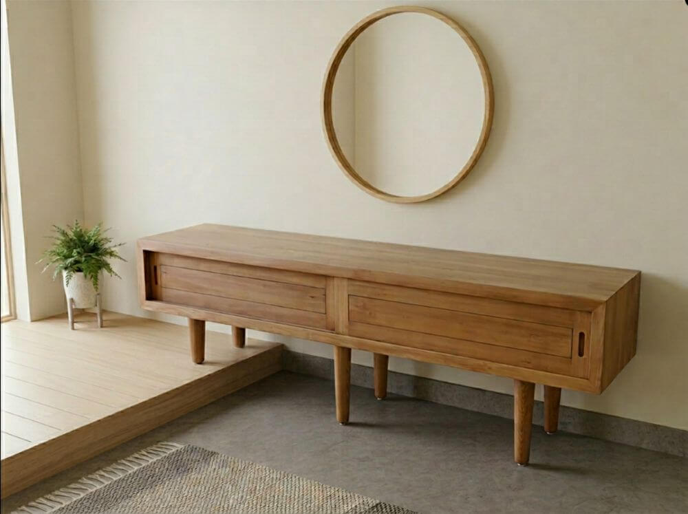 玄関用棚おしゃれなディスプレイ棚脚タイプ脚段差違い無垢材モミの木